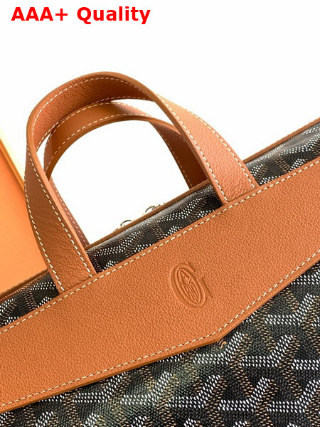 Goyard Cisalpin Backpack in Goyardine Canvas and Chevroches Calfskin Black and Tan Replica