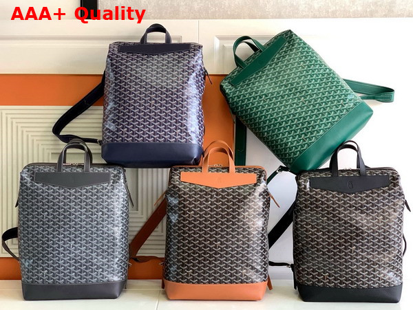 Goyard Cisalpin Backpack in Goyardine Canvas and Chevroches Calfskin Black and Tan Replica