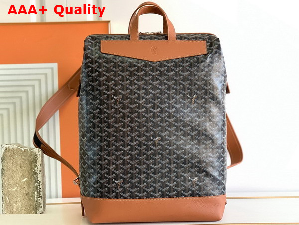 Goyard Cisalpin Backpack in Goyardine Canvas and Chevroches Calfskin Black and Tan Replica