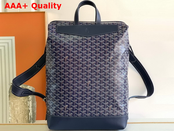 Goyard Cisalpin Backpack in Navy Blue Goyardine Canvas and Chevroches Calfskin Replica
