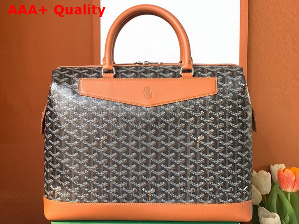 Goyard Cisalpin Document Case in Black and Tan Goyardine Canvas and Chevroches Calfskin Replica