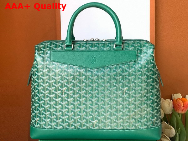 Goyard Cisalpin Document Case in Green Goyardine Canvas and Chevroches Calfskin Replica