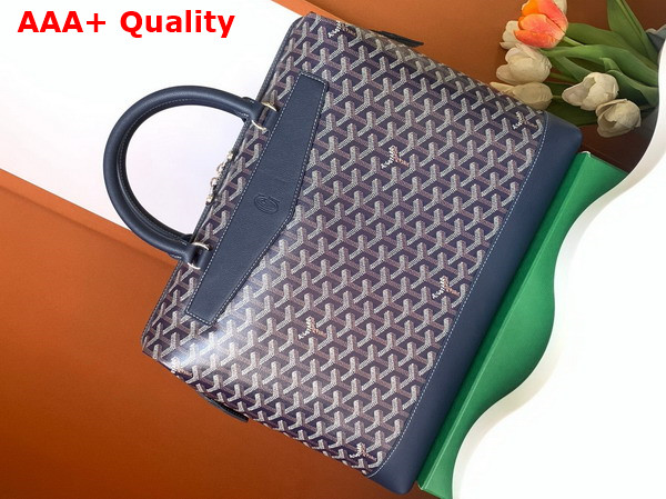 Goyard Cisalpin Document Case in Navy Blue Goyardine Canvas and Chevroches Calfskin Replica