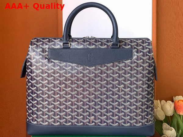 Goyard Cisalpin Document Case in Navy Blue Goyardine Canvas and Chevroches Calfskin Replica