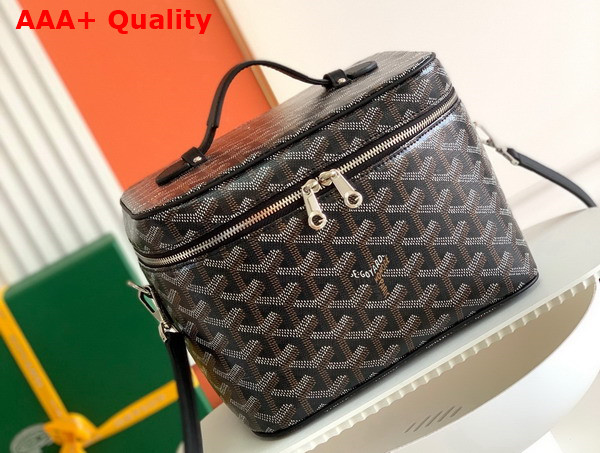 Goyard Muse Vanity Case in Black Goyardine Canvas and Cervon Calfskin Replica