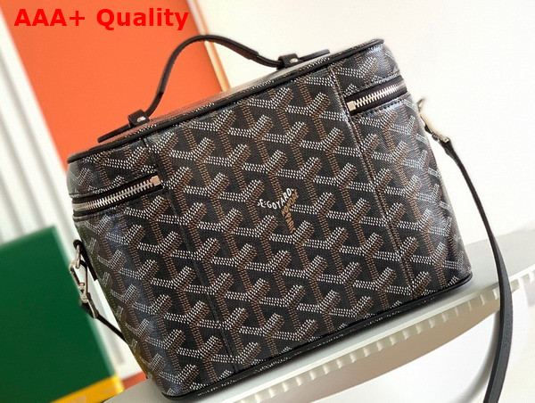Goyard Muse Vanity Case in Black Goyardine Canvas and Cervon Calfskin Replica