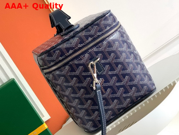 Goyard Muse Vanity Case in Navy Blue Goyardine Canvas and Cervon Calfskin Replica