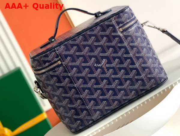 Goyard Muse Vanity Case in Navy Blue Goyardine Canvas and Cervon Calfskin Replica