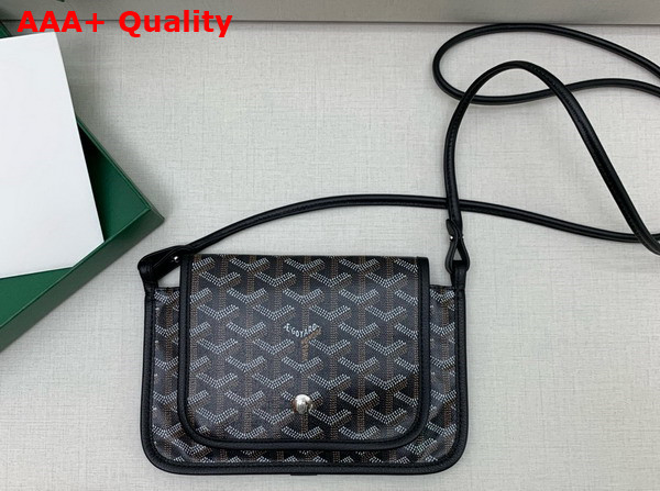Goyard Plumet Pocket Wallet in Black Goyardine Canvas and Chevroches Calfskin Replica