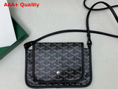 Goyard Plumet Pocket Wallet in Black Goyardine Canvas and Chevroches Calfskin Replica