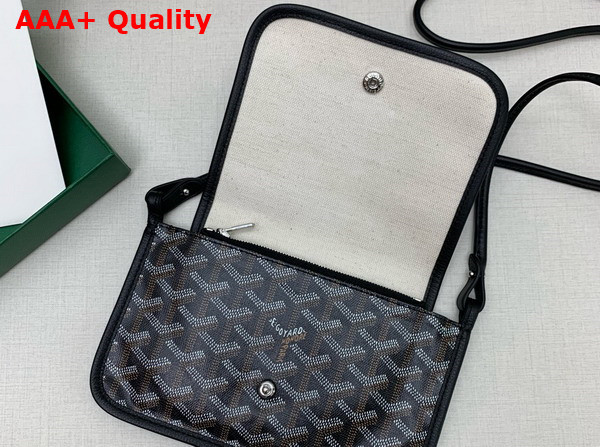 Goyard Plumet Pocket Wallet in Black Goyardine Canvas and Chevroches Calfskin Replica