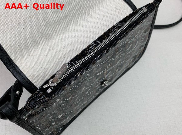Goyard Plumet Pocket Wallet in Black Goyardine Canvas and Chevroches Calfskin Replica