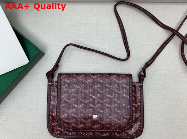Goyard Plumet Pocket Wallet in Burgundy Goyardine Canvas and Chevroches Calfskin Replica
