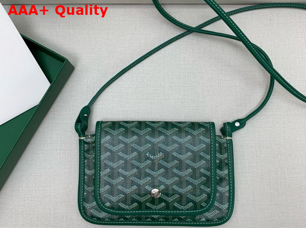 Goyard Plumet Pocket Wallet in Green Goyardine Canvas and Chevroches Calfskin Replica