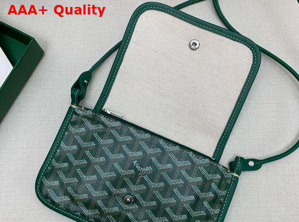 Goyard Plumet Pocket Wallet in Green Goyardine Canvas and Chevroches Calfskin Replica