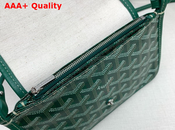Goyard Plumet Pocket Wallet in Green Goyardine Canvas and Chevroches Calfskin Replica