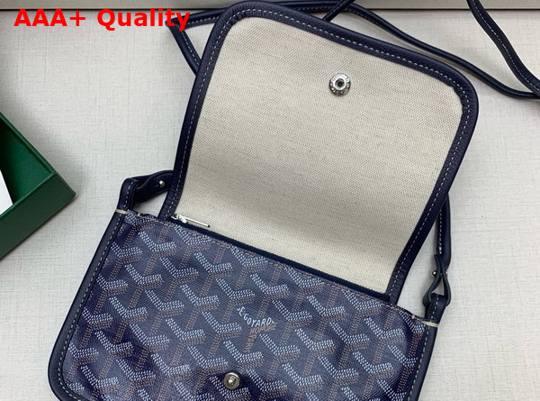 Goyard Plumet Pocket Wallet in Navy Blue Goyardine Canvas and Chevroches Calfskin Replica