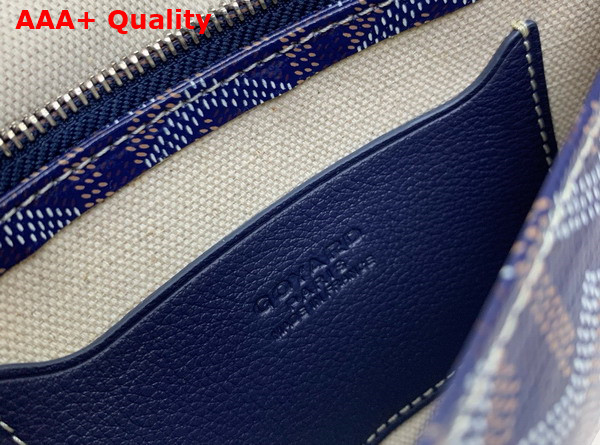Goyard Plumet Pocket Wallet in Navy Blue Goyardine Canvas and Chevroches Calfskin Replica