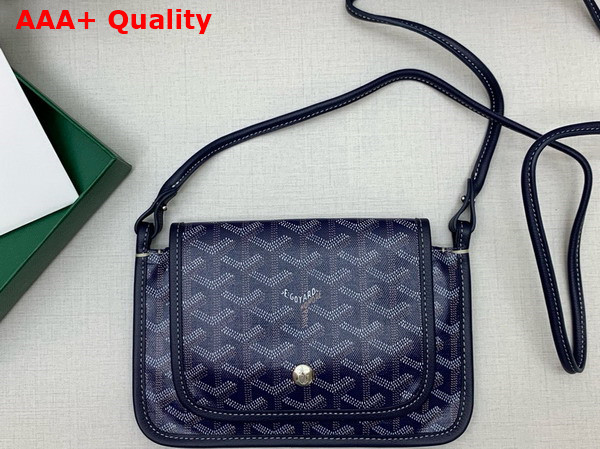 Goyard Plumet Pocket Wallet in Navy Blue Goyardine Canvas and Chevroches Calfskin Replica