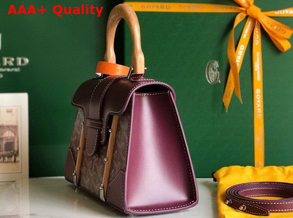 Goyard Saigon Structure Mini Bag in Burgundy Goyardine Canvas and Clamecy Cowhide Replica