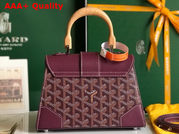 Goyard Saigon Structure Mini Bag in Burgundy Goyardine Canvas and Clamecy Cowhide Replica