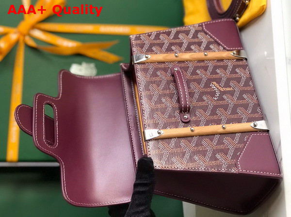 Goyard Saigon Structure Mini Bag in Burgundy Goyardine Canvas and Clamecy Cowhide Replica