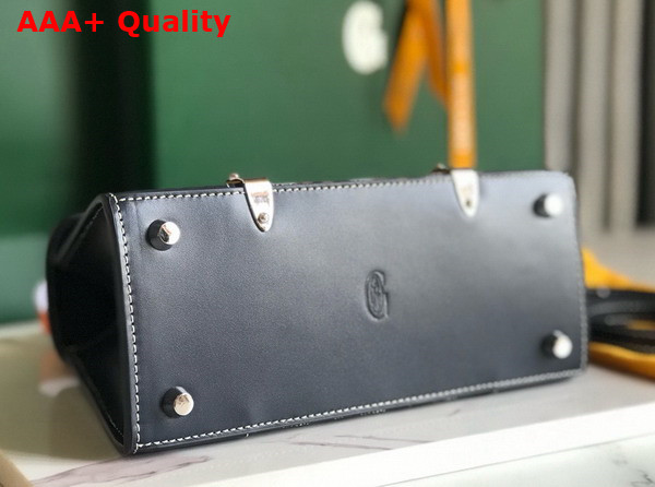 Goyard Saigon Structure Mini Bag in Navy Blue Goyardine Canvas and Clamecy Cowhide Replica
