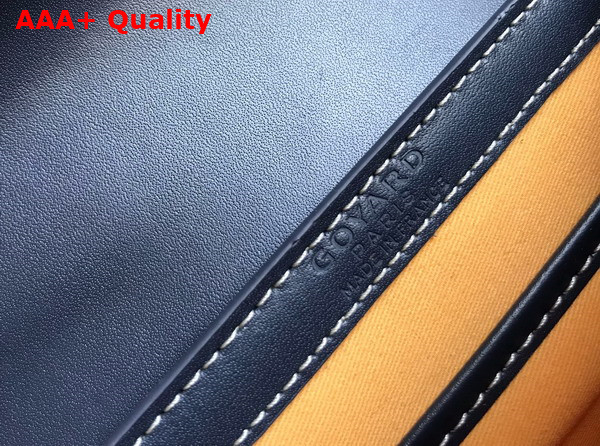 Goyard Saigon Structure Mini Bag in Navy Blue Goyardine Canvas and Clamecy Cowhide Replica