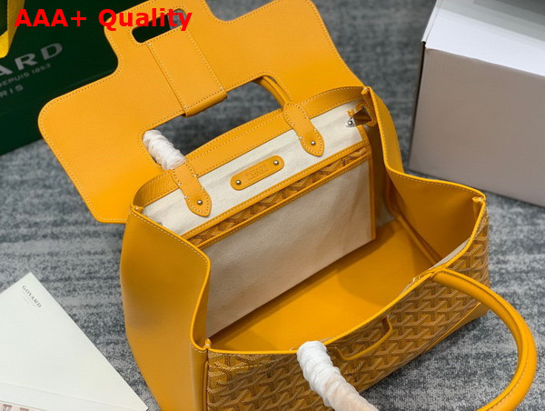Goyard Saigon Tote Bag in Yellow Goyardine Canvas and Chevroches Calfskin Replica