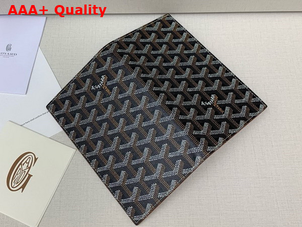 Goyard Saint Lambert Wallet in Black and Tan Goyardine Canvas and Vauzelles Calfskin Replica
