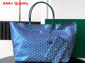 Goyard Saint Louis GM Bag in Pearl Blue Goyardine Canvas Chevroches Calfskin Replica