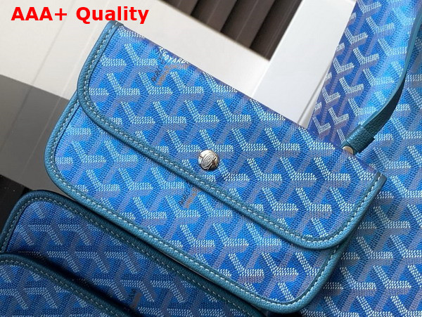 Goyard Saint Louis PM Bag in Pearl Blue Goyardine Canvas Chevroches Calfskin Replica