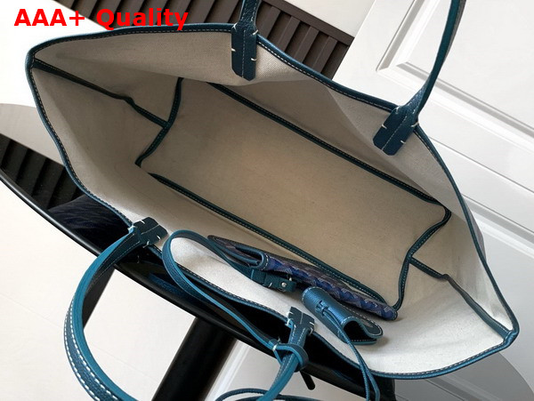 Goyard Saint Louis PM Bag in Pearl Blue Goyardine Canvas Chevroches Calfskin Replica