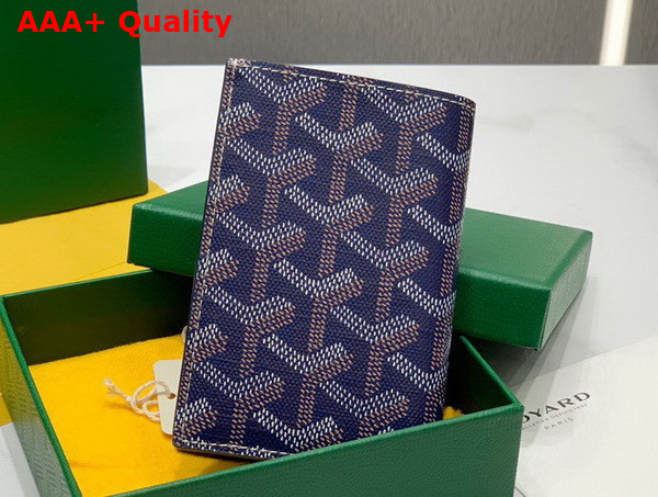 Goyard Saint Pierre Card Wallet in Navy Blue Goyardine Canvas and Vauzelles Calfskin Replica