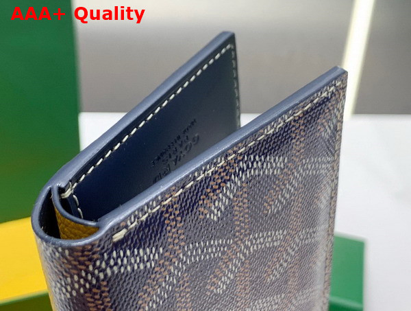Goyard Saint Pierre Card Wallet in Navy Blue Goyardine Canvas and Vauzelles Calfskin Replica