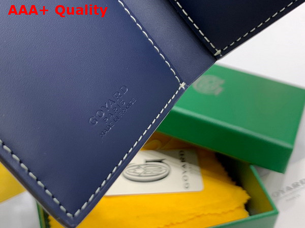 Goyard Saint Pierre Card Wallet in Navy Blue Goyardine Canvas and Vauzelles Calfskin Replica