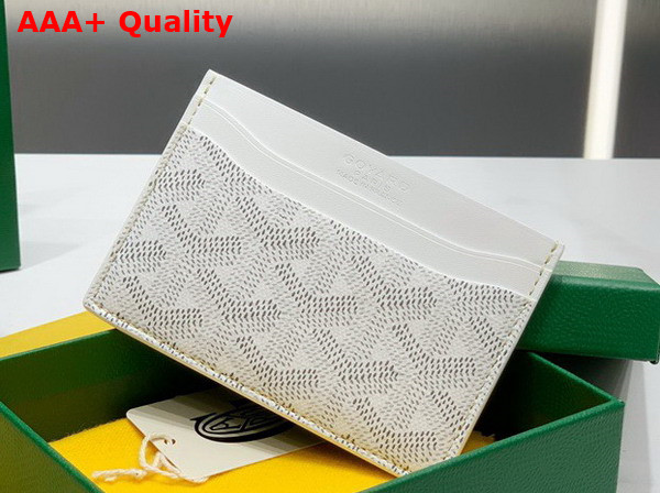 Goyard Saint Sulpice Card Wallet in White Goyardine Canvas and Vauzelles Calfskin Replica