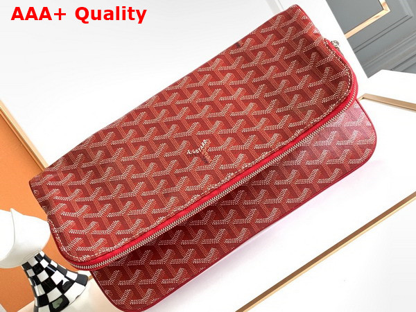 Goyard Sainte Marie MM Clutch in Red Goyardine Canvas and Chevroches Calfskin Replica