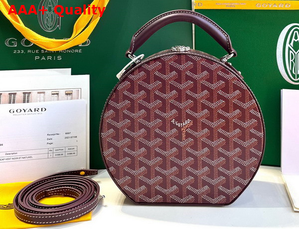 Goyard The Alto Hatbox Trunk Bag in Burgundy Goyardine Canvas and Clemecy Cowhide Replica