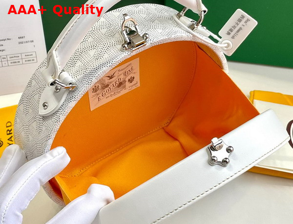 Goyard The Alto Hatbox Trunk Bag in White Goyardine Canvas and Clemecy Cowhide Replica