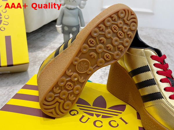 Adidas x Gucci Wedge Gazelle Sneaker in Metallic Gold Leather with Details in Demetra 725628 Replica