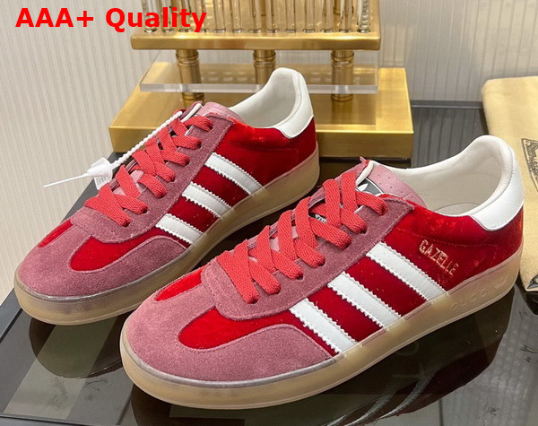 Adidas x Gucci Womens Gazelle Sneaker in Red Velvet 707864 Replica