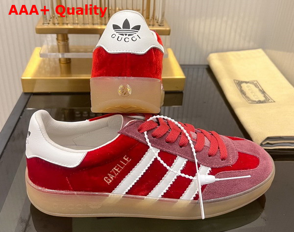 Adidas x Gucci Womens Gazelle Sneaker in Red Velvet 707864 Replica