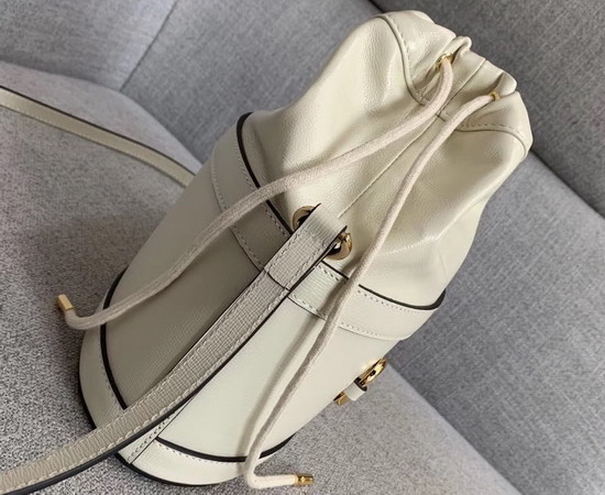 Gucci 1955 Horsebit Bucket Bag in White Leather 602118