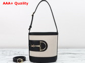 Gucci 73 Mini Bucket Bag in Natural Canvas and Black Leather Trim 833665 Replica