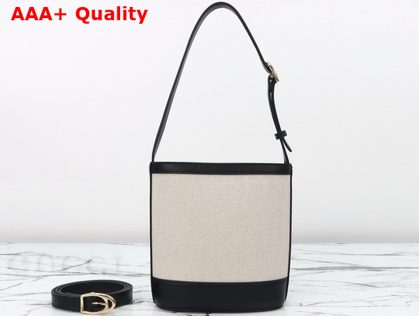 Gucci 73 Mini Bucket Bag in Natural Canvas and Black Leather Trim 833665 Replica
