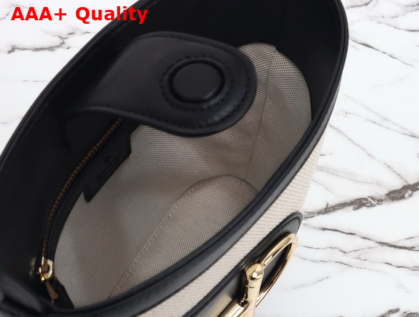 Gucci 73 Mini Bucket Bag in Natural Canvas and Black Leather Trim 833665 Replica