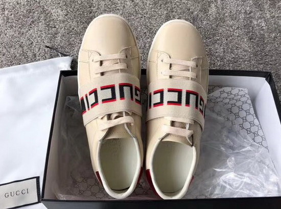 Gucci Ace Sneaker with Gucci Stripe in White Real Leather
