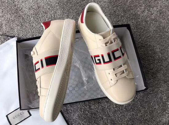 Gucci Ace Sneaker with Gucci Stripe in White Real Leather