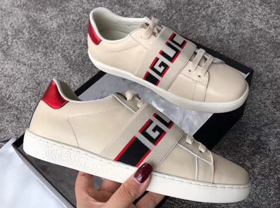 Gucci Ace Sneaker with Gucci Stripe in White Real Leather